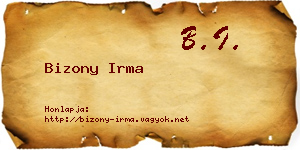 Bizony Irma névjegykártya