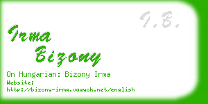 irma bizony business card